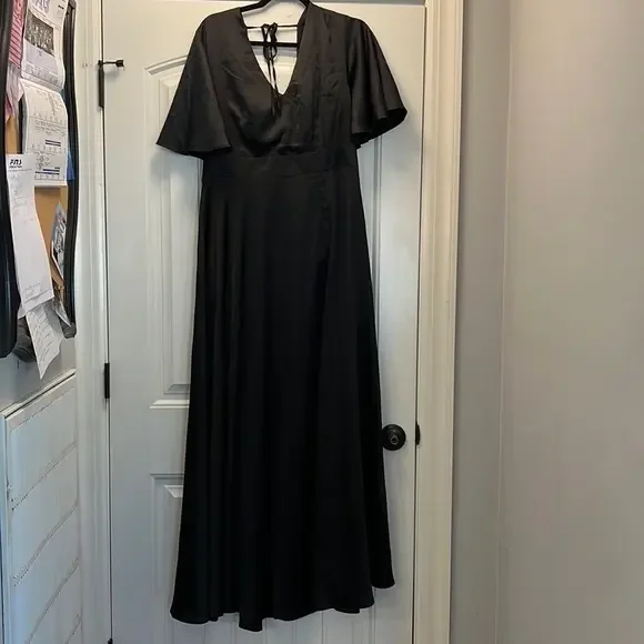 sachin and babi light blue dress Slinky Long Sleeve O Ring Tie Waist Maxi Dress  3350 LE Gg